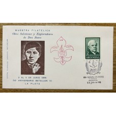 ARGENTINA 1966 BOY SCOUTS SOBRE DON BOSCO CON MATASELLO ESPECIAL SCOUT